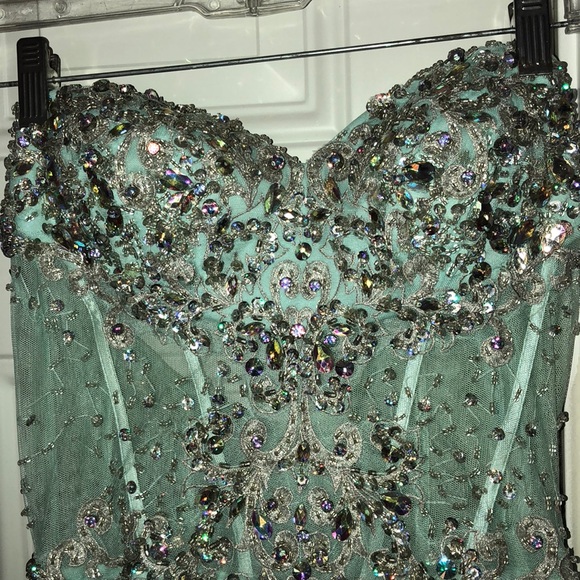 Coya Collection Strapless Mint Sequin Prom Dress - Picture 5 of 8
